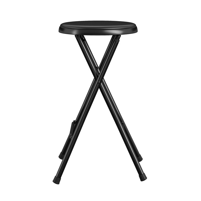 COSCO 24" Backless Vinyl Padded Folding Stools, 4-Pack, Black