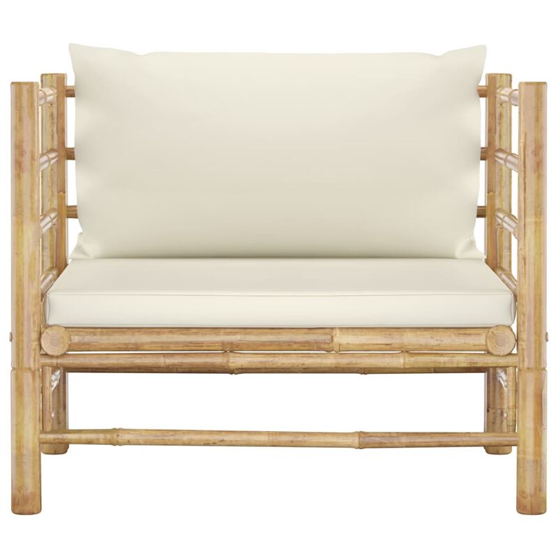 vidaXL Garden Sofa with Cream White Cushions Bamboo