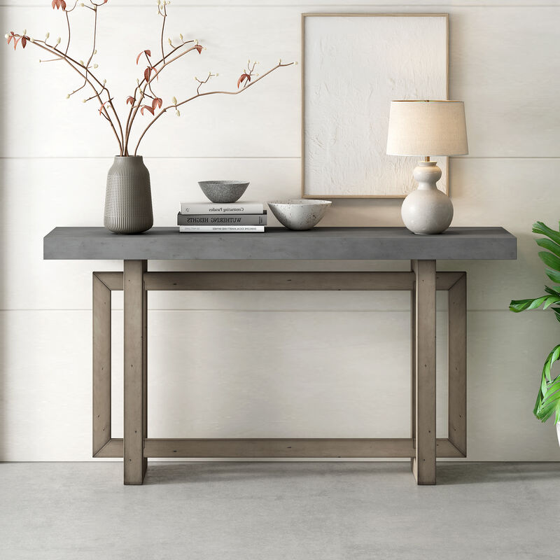 Merax Contemporary Console Table with Wood Top