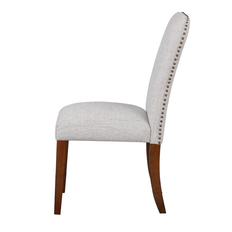 Salina Sea Oat Dining Chair in Performance Fabric with Nail Heads - set of 2