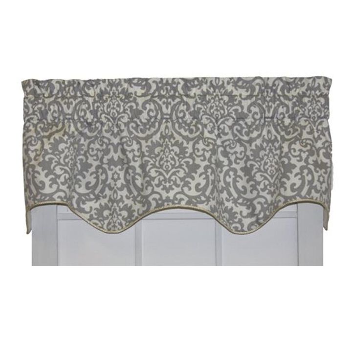 Ellis Curtain Duncan High Quality Room Darkening Solid Natural Color Lined Scallop Window Valance - 50 x15" Sterling Ellis Curtain Duncan High Quality Room Darkening Solid Natural Color Lined Scallop Window Valance - 50 x15" Sterling