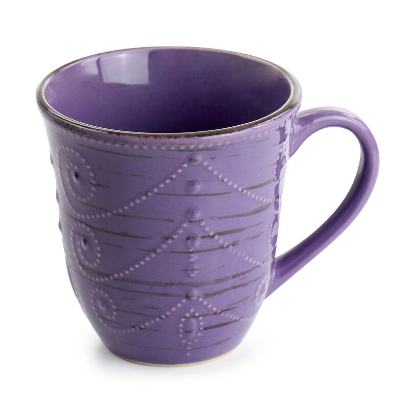 Elama Rustic Birch 16 Piece Stoneware Dinnerware Set in Purple