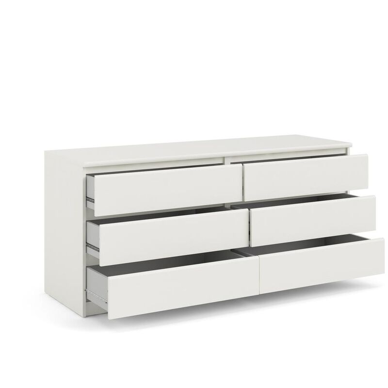 Tvilum Scottsdale 6 Drawer Double Dresser, White Wood Grain