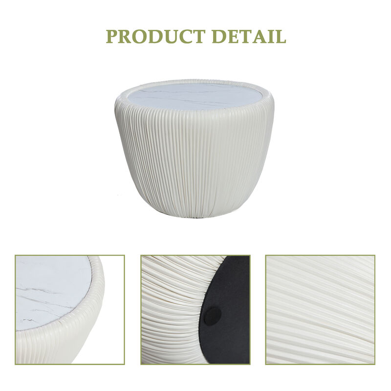 LuxenHome 15.8" H White Round Side Table
