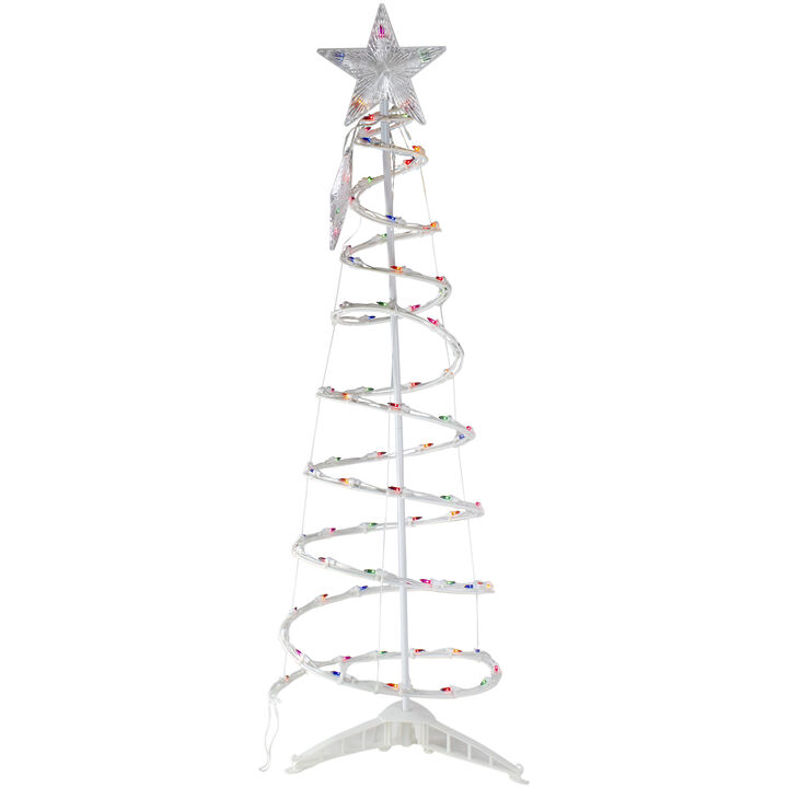 4ft Lighted Spiral Christmas Tree with Star Tree Topper  Multi Lights