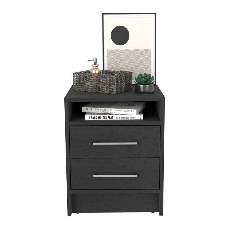 Leyva Nightstand 23.6" H, with 2 Drawers and 1 Shelf, Black