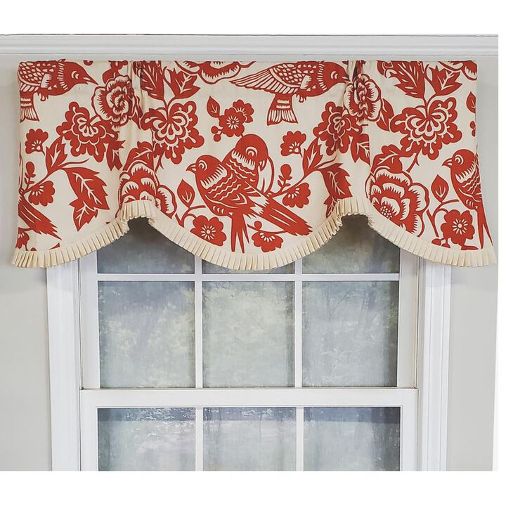 RLF Home Modern Design Classic Lovebird Cornice Style Window Valance 50" x 17" Orange