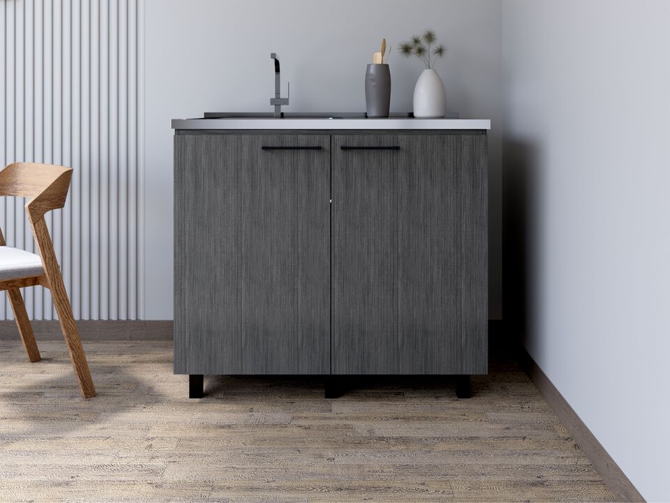 Utility Sink Cabinet Burwood, Kitchen, Smoky Oak