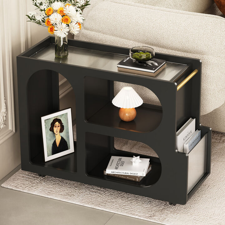 Merax Mobile End Table with Lockable Wheels