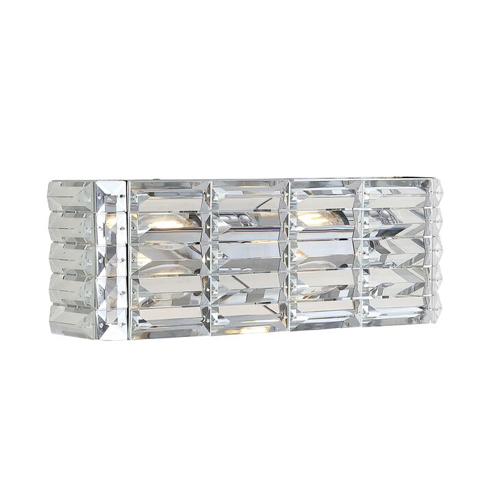 Evelyn Crystal Rectangle Ironcrystal Glam Modern LED Vanity Light