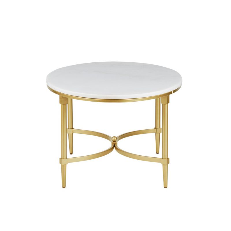 Gracie Mills Marlee Sophisticated Marble Coffee Table with Gold Legs - Assembly Required