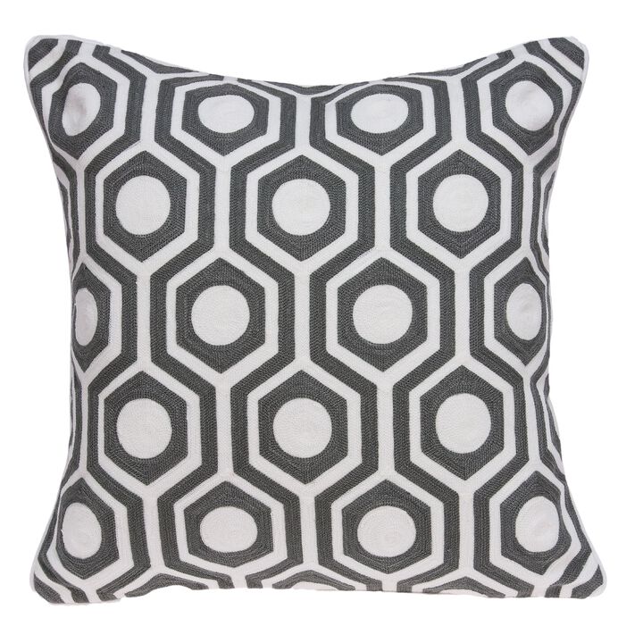 20" Gray and White Hexagonal Shape Throw Pillow