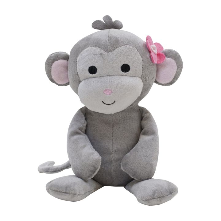 Bedtime Originals Pinkie Gray/Pink Plush Monkey Stuffed Animal - Cupcake