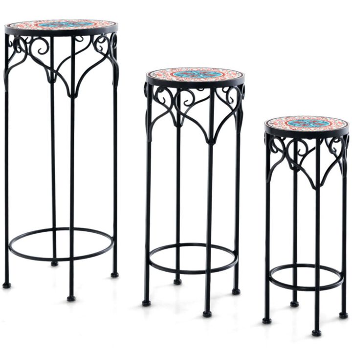 Hivvago Decorative Flower Display Holder with Ceramic Top for Patio