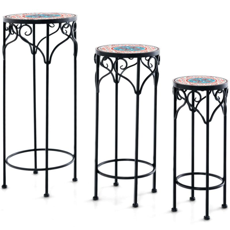 Hivvago Decorative Flower Display Holder with Ceramic Top for Patio