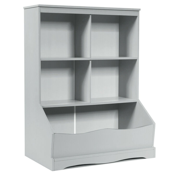 3-Tier Children's Multi-Functional Bookcase Toy Storage Bin Floor Cabinet