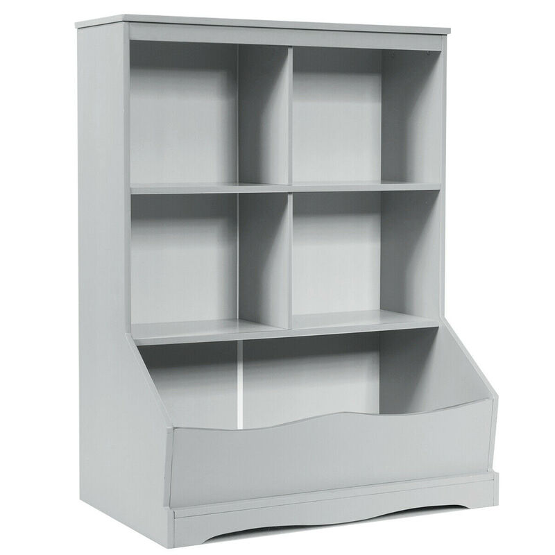 3-Tier Children's Multi-Functional Bookcase Toy Storage Bin Floor Cabinet