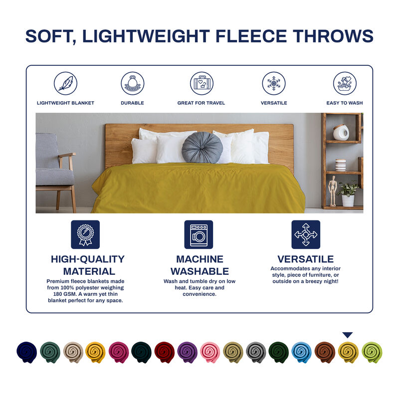 Versatile 50 x 60 Cozy Premium Fleece Throw Blanket - 24 Pack