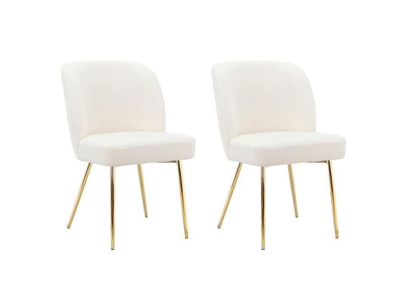 Ren Home Trina Armless Accent Chairs with Soft Velvet Cushion and Gold Chrome Legs Set of 2