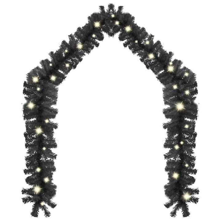vidaXL Christmas Garland with LED Lights 787.4" Black