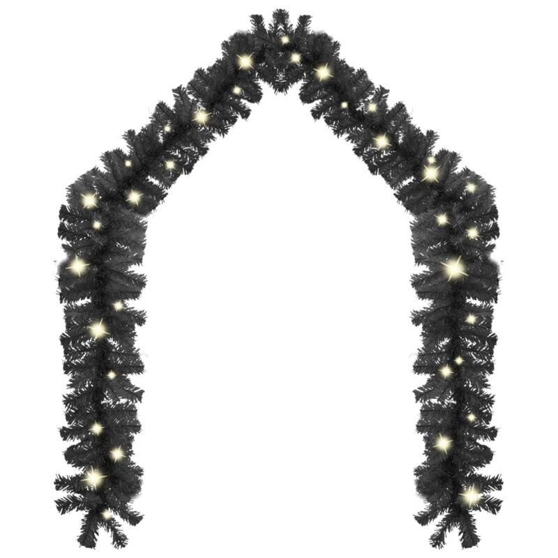 vidaXL Christmas Garland with LED Lights 787.4" Black