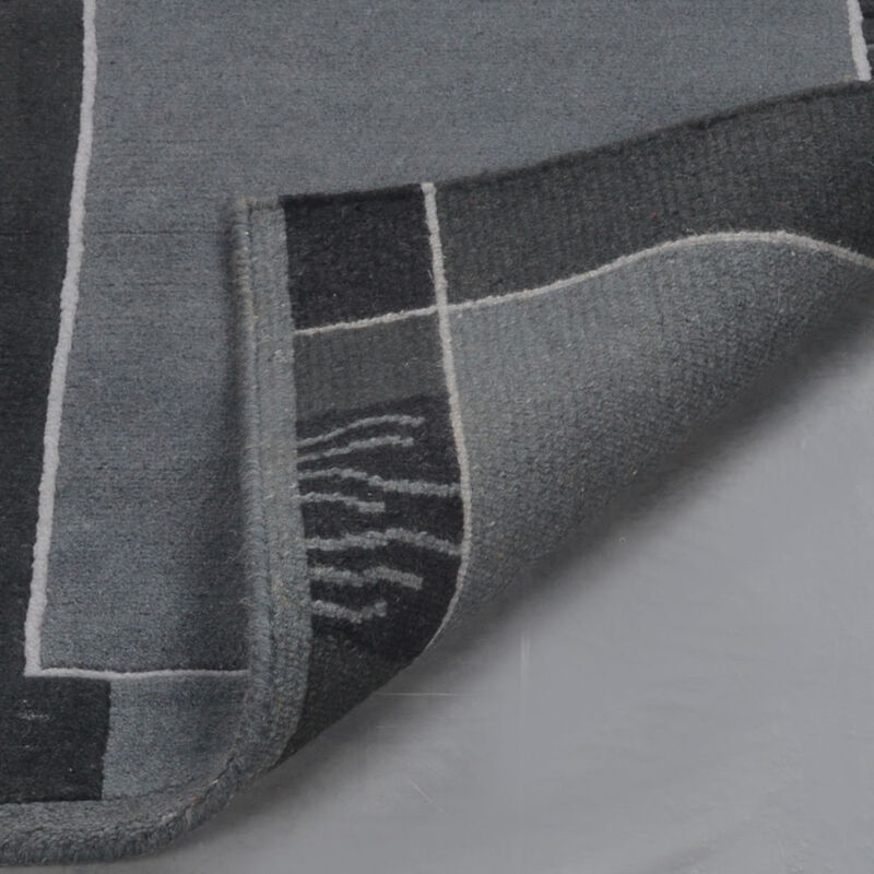 Rugsotic Carpets Hand Knotted Tibbati Wool 5'7''x7'10'' Area Rug Contemporary Gray Black T00206