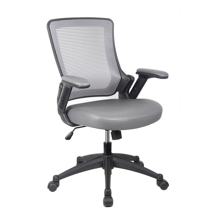 Mid-Back Mesh Task Office Chair With Height Adjustable Arms, Grey