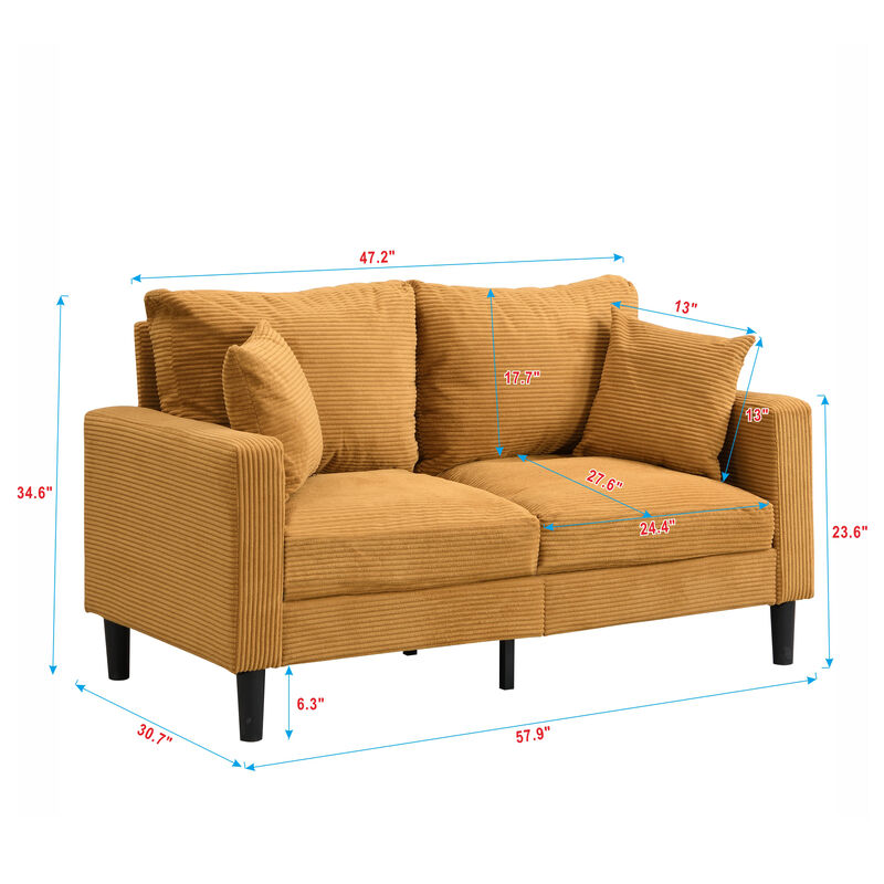 Merax Wooden Frame 2 Seats Loveseat Sofa