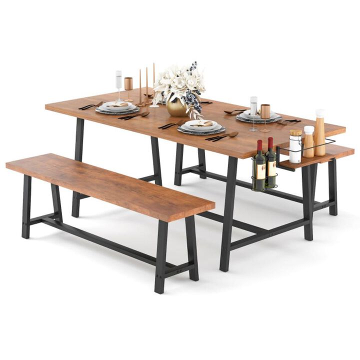 Hivvago Dining Table Set for 5-7 with 2-Bottle Wine Rack and Condiment Holder Hivvago Dining Table Set for 5-7 with 2-Bottle Wine Rack and Condiment Holder