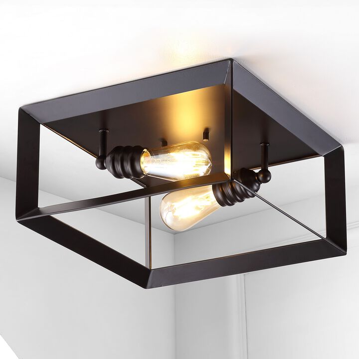 Marfa 2-Light Iron Modern Farmhouse LED Flush Mount