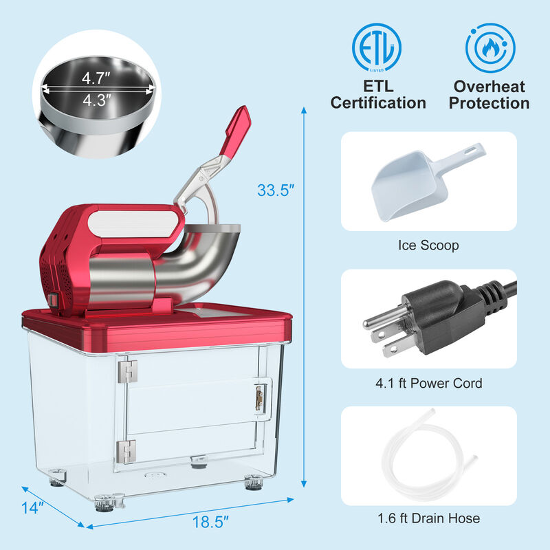 300W Commercial Ice Crusher with Dual Blades and Safety Switch