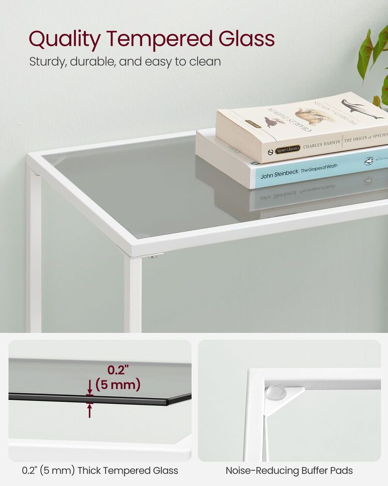 Stylish Console Table with 3 Shelves - Steel Frame, Tempered Glass, for Entryway or Living Room
