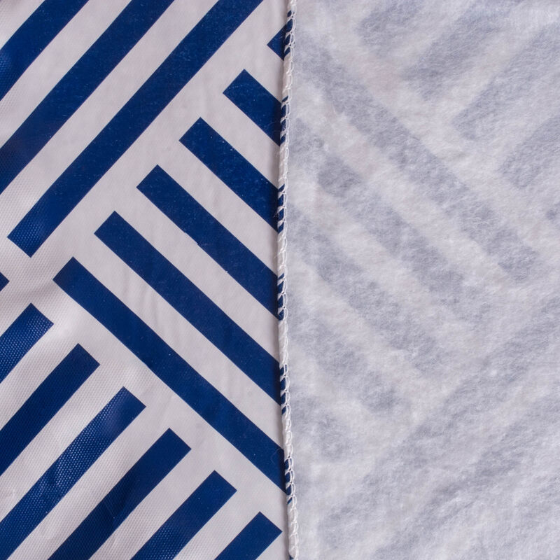 70" White and Navy Blue Grid Rectangular Tablecloth