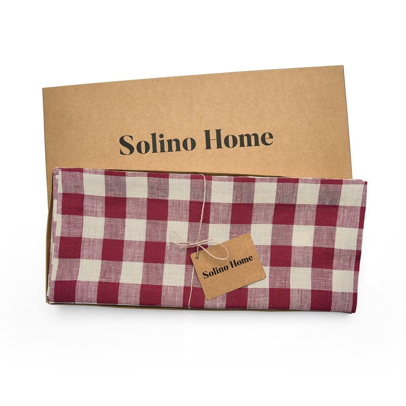 Solino Home 100% Pure Linen Table Runner 14 x 120 Inch | Morgan Check
