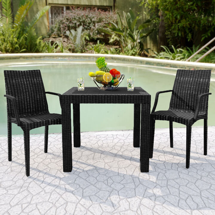 LeisureMod Weave Mace Indoor/Outdoor Chair (With Arms) in Green