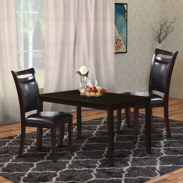 Retro Style Set Of Two Wooden Dining Chairs In Dark Brown,-Benzara
