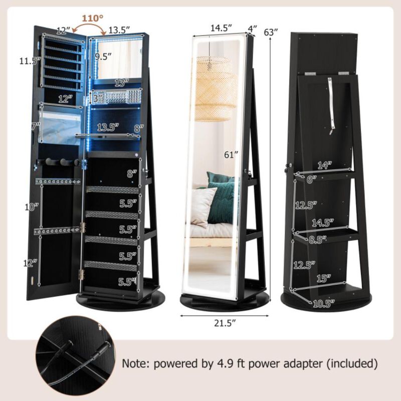 Hivvago Standing Jewelry Cabinet with Adjustable LED Lights
