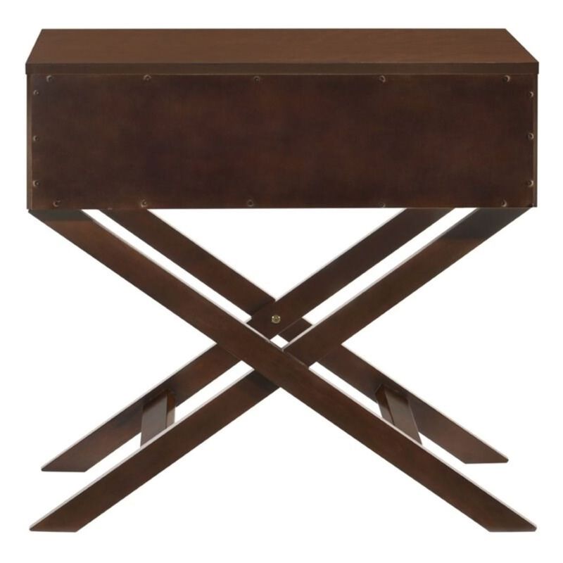 Hivvago Cappuccino Brown Wood 1-Drawer End Table Nightstand with X Legs