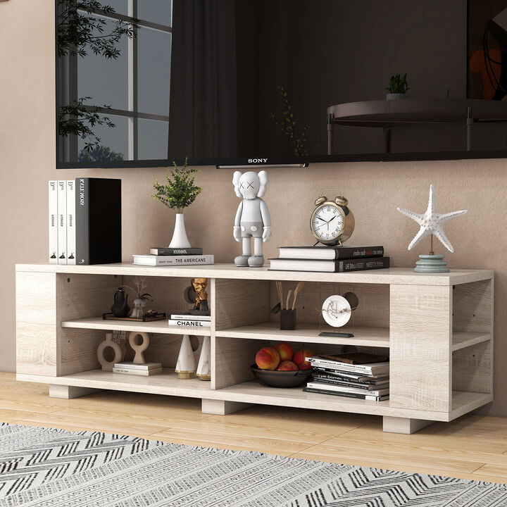 59 Inch Console Storage Entertainment Media Wood TV Stand