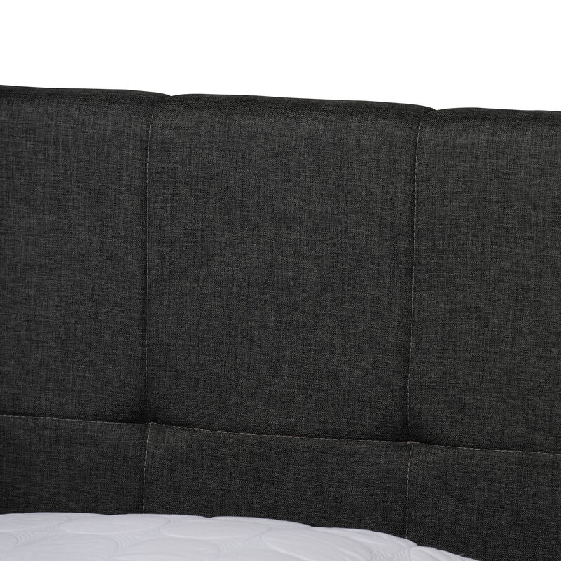 Baxton Studio Netti Dark Grey Fabric Upholstered 2 Drawer Queen Size Platform Storage Bed