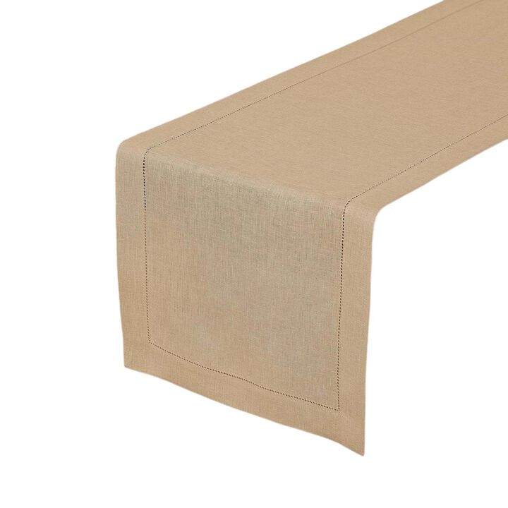 Solino Home 100% Pure Linen Table Runner | Classic Hemstitch for Thanksgiving, Christmas