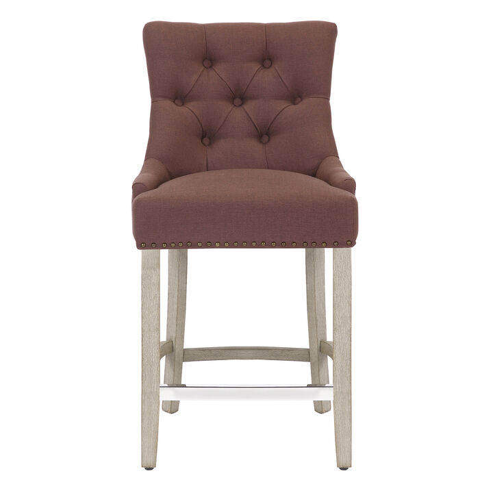 WestinTrends 24" Linen Fabric Tufted Upholstered Counter Stool