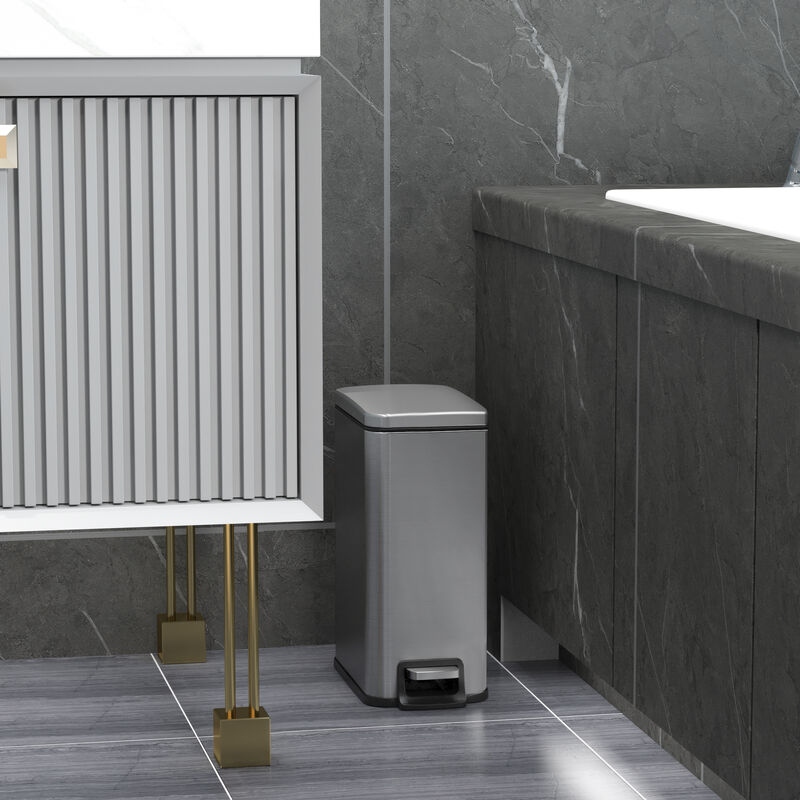 11.9 Gallon + Two 1.6 Gallon Slim Trash Can Combo, Stainless Steel Step Kitchen Garbage Can Set