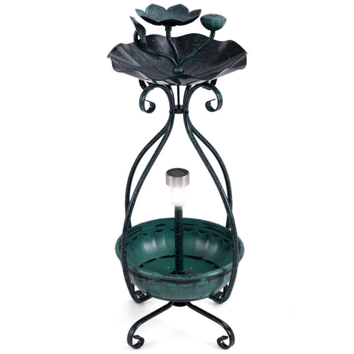 Outdoor Solar Bird Bath & Feeder with Flower Planter and LED Lights