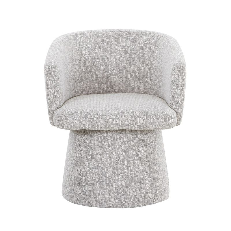 24 Inch Accent Dining Chair, Cushioned Seat and Windsor Back, Gray Linen - Benzara