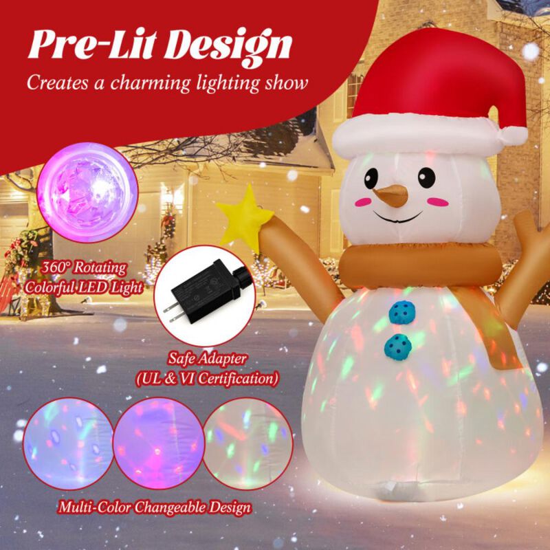 4 Feet Inflatable Christmas Snowman with Colorful LED Light