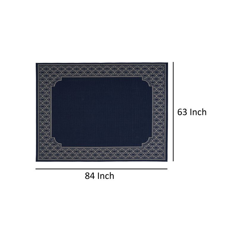 Marina Area Rug, Rectangular 5 x 7, Indoor Outdoor Navy Blue and White