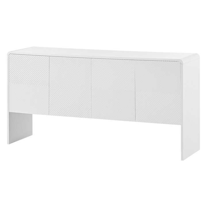 Minimalist Style 60 L Large Storage Space Sideboard With 4 Doors And Rebound Device