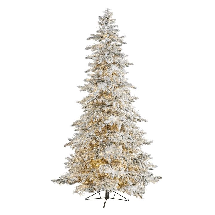 Nearly Natural 7.5-ft Flocked Grand Northern Rocky Fir Artificial Christmas Tree with 6672 Warm Cluster (Multifunction) LED Lights and 1071 Bendable Branches