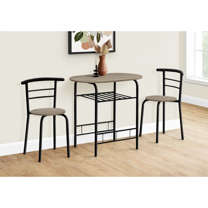 Monarch Specialties I 1206 Dining Table Set, 3pcs Set, Small, 32" L, Kitchen, Metal, Laminate, Brown, Black, Contemporary, Modern